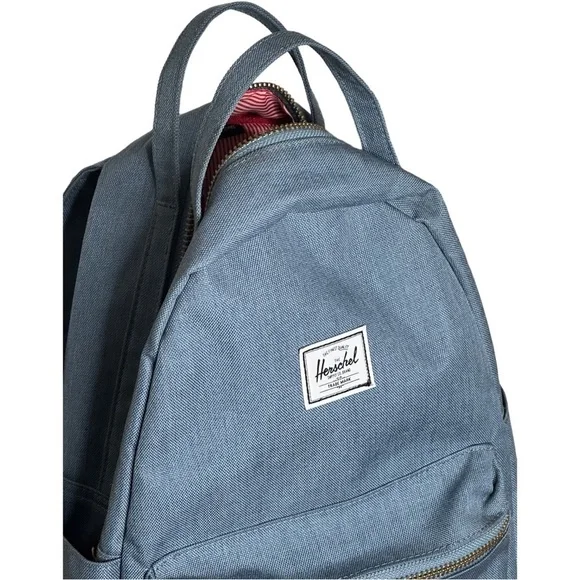Like New Herschel Supply Co. Denim Blue Canvas Backpack - Picture 3 of 10